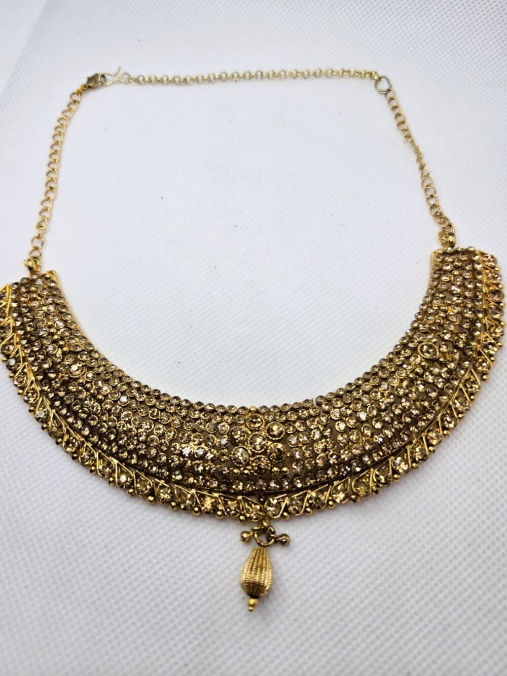 Gold-Tone Rhinestone Statement Necklace - Picture 4 of 8
